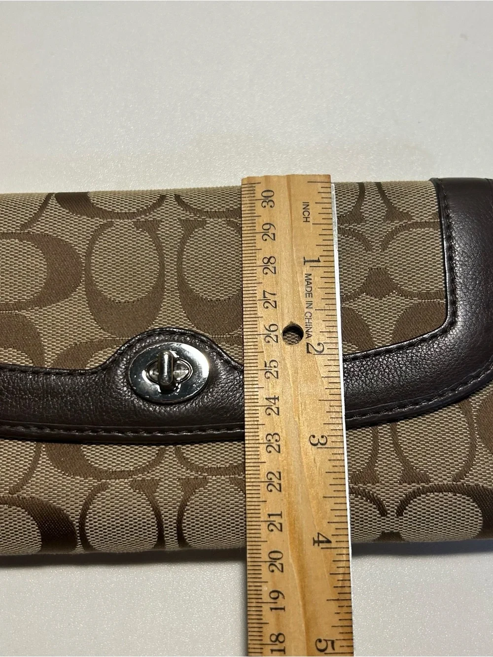 Coach Vintage Khaki Signature Canvas Turnlock Wallet